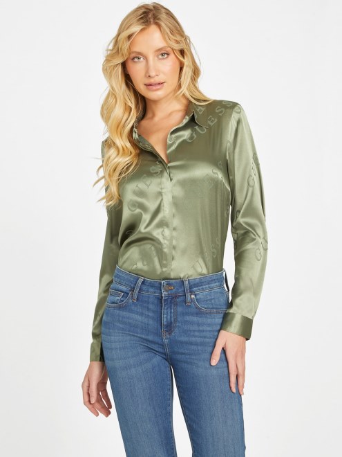 Camisa De Satén Con Logo De Galina De 32'' De Guess Isle Wash