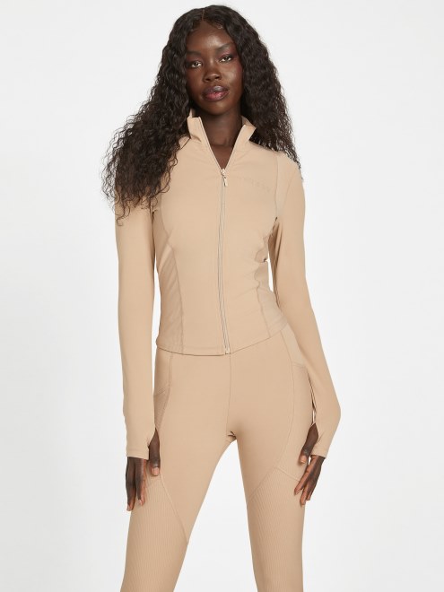 Chaqueta Con Cremallera Ikram De Terciopelo Topo Guess