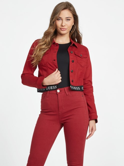 Eco Camil Denim Chaqueta Con Logo Jugo De Remolacha Roja Adivinar