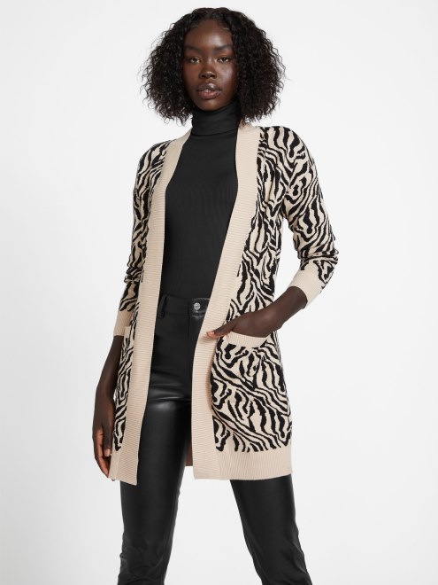 Guess Madam Cárdigan Con Estampado De Cebra Mocasín Multicolor