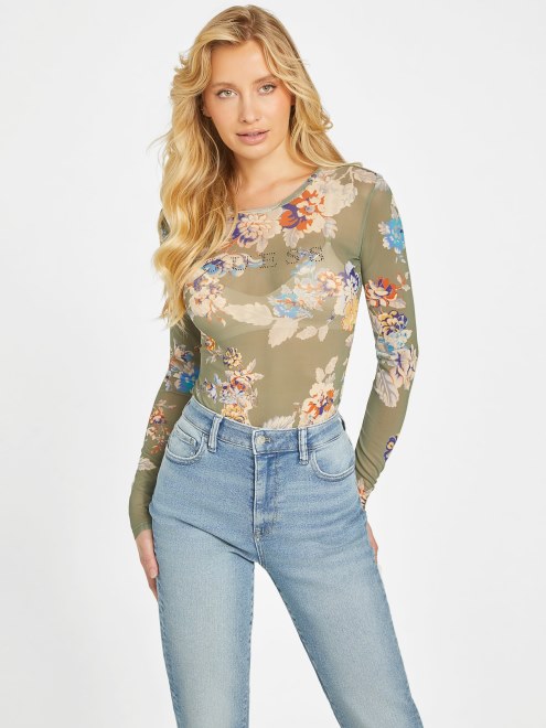 Camiseta De Malla Guess Eco Liane Con Estampado Lux Infundido
