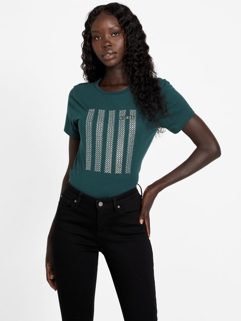 Camiseta Guess Eco Felix Bling Jade Oscuro