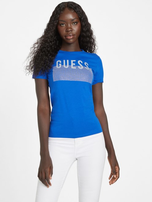 Camiseta Con Logo De Diamantes De Imitación De Lisey Azul De Guess Surfing