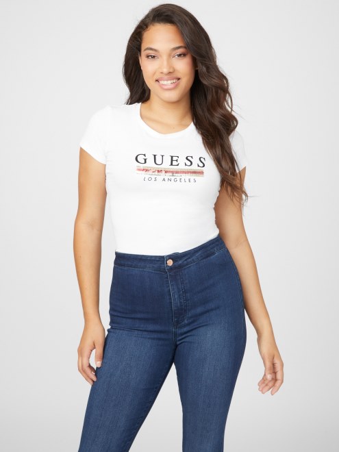 Camiseta De Lentejuelas Esterlinas Adivinar Blanco Puro