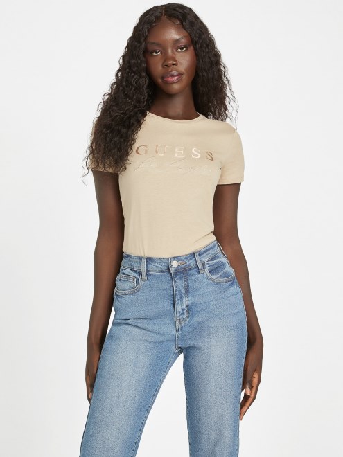 Camiseta Con El Logo De Sallie Eco De Guess De Terciopelo Gris Pardo