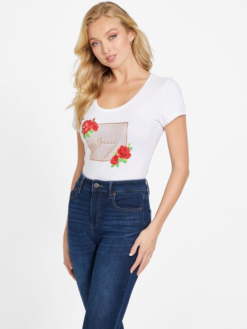 Camiseta Blanca Pura Camille Rhinestone Supongo