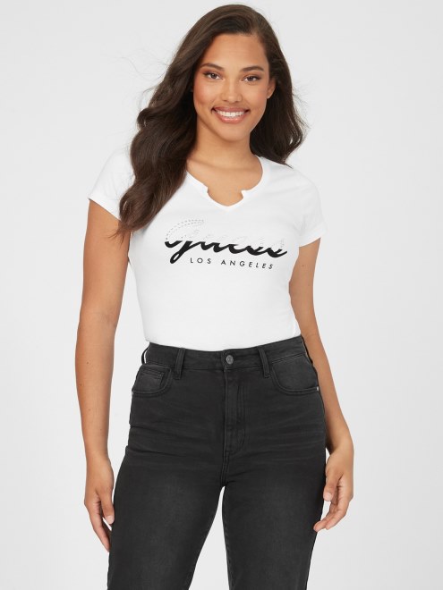 Camiseta Con Logo De Anis Blanco Puro De Guess