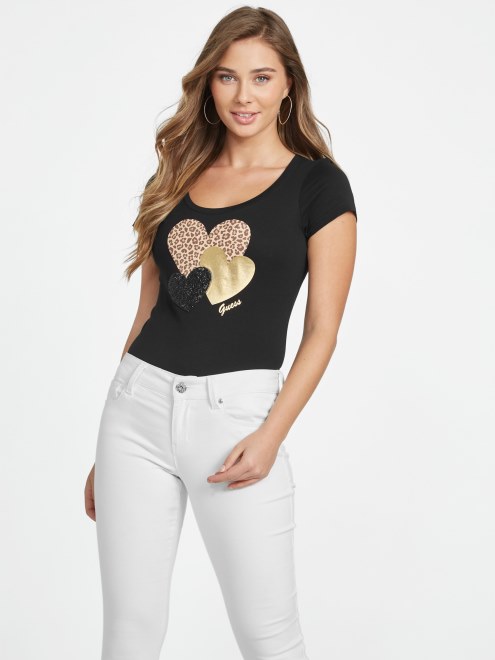 Camiseta Con Corazón De Lennan Negro Azabache Multi Guess