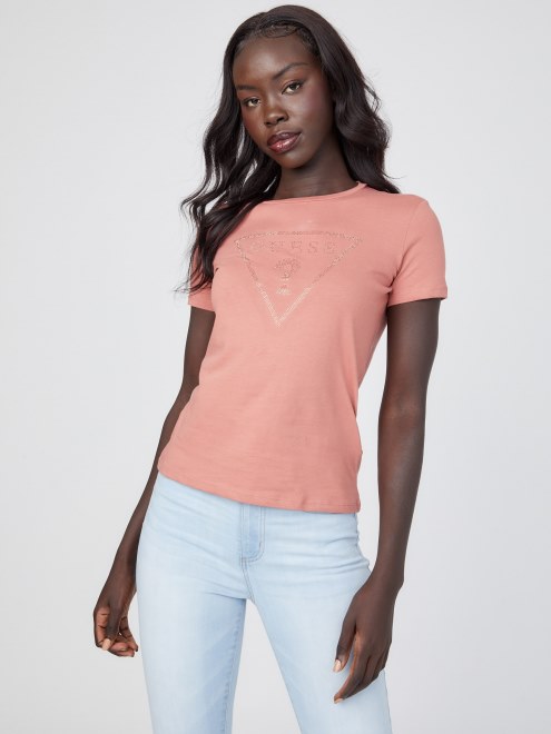 Camiseta Con El Logo De Diamantes De Imitación De Zillah De Guess, Cañada Roja