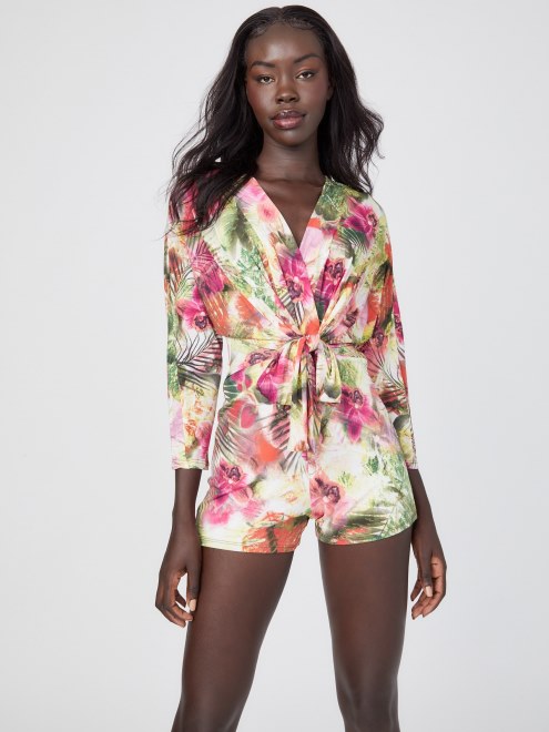 Gabriella Mameluco Estampado Flores Tropicales Estampado Supongo