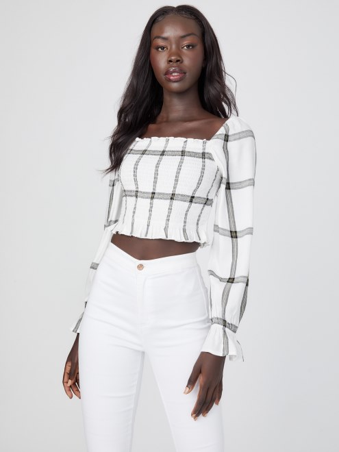 Top A Cuadros De Guess Mozzy Fruncido