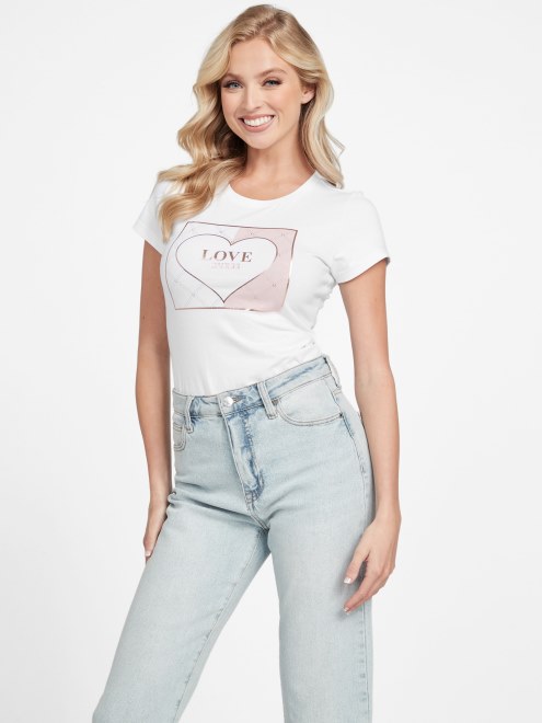 Camiseta Blanca Pura Con El Logo De Lourdes Eco