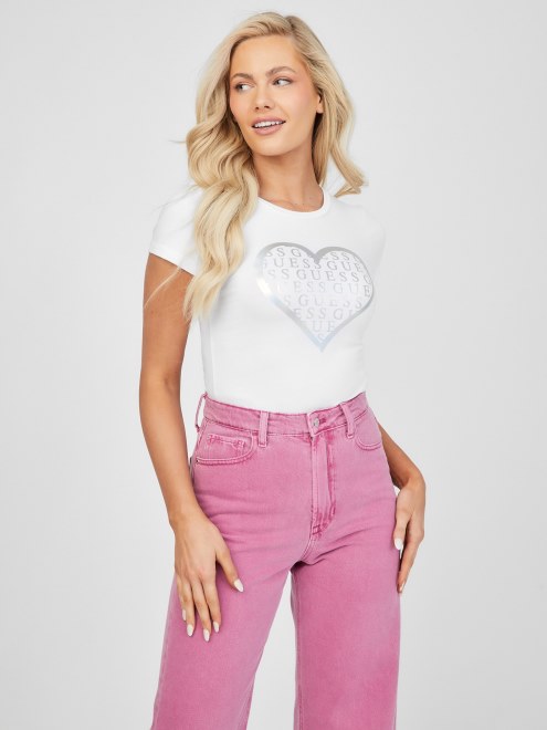 Camiseta Guess Libi Corazón Blanco Puro