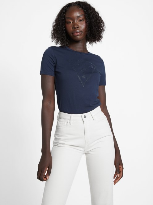 Camiseta Con El Logo De Estrás De Zillah De Guess, El Azul Más Profundo