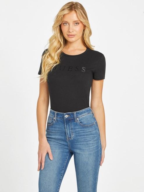 Camiseta Con El Logo De Sallie Eco De Guess En Negro Azabache