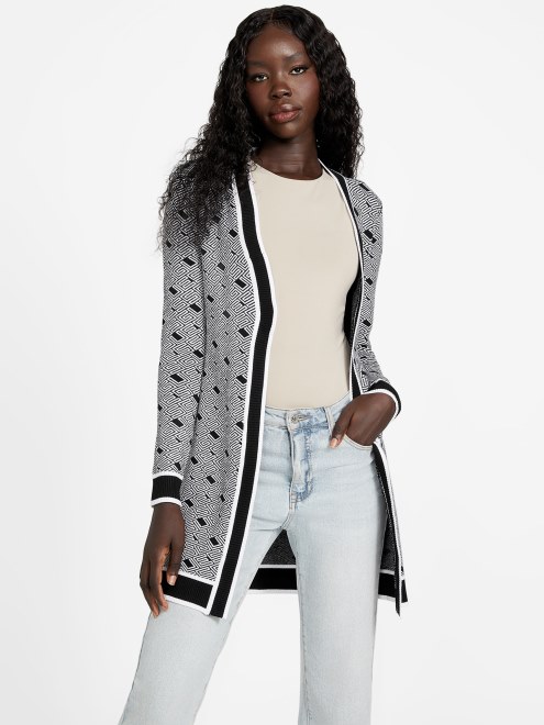 Guess Cárdigan Negro Azabache Con Logo Multi Eco Cachet