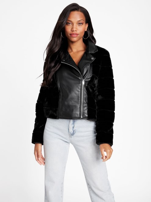 Chaqueta Motera De Piel Sintética Guess Cadia Negro Azabache