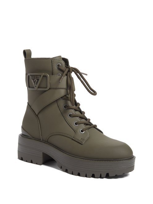 Botines De Combate Planos Verdes Polvorientos Supongo