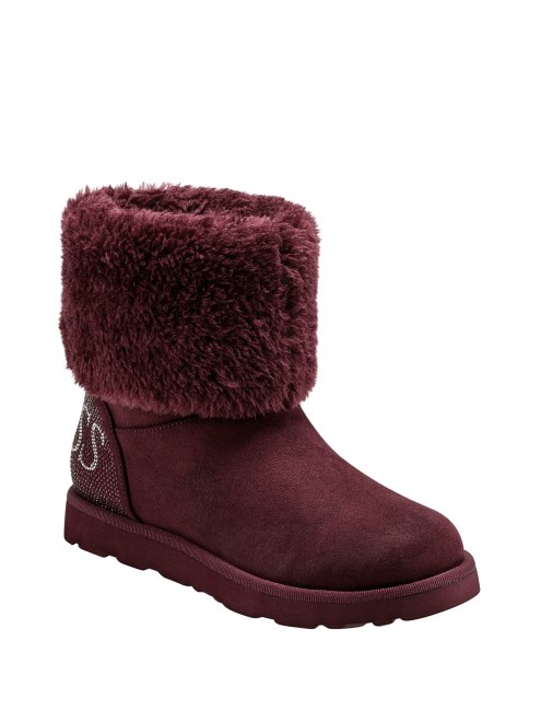 Botas Brillantes De Piel De Oveja Sintética Guess Violeta Oscuro
