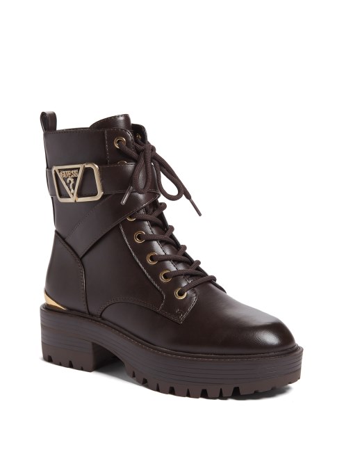 Botines De Combate Guess Planos Marron Oscuro