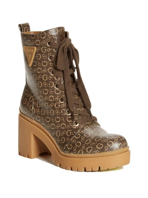 Botines De Tacón Con Logo Lt Brown Guess Quincy