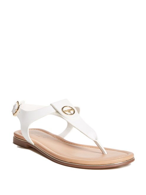 Guess Sandalias T-strap Caramelo Blanco