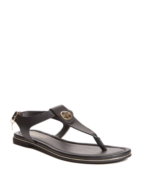 Sandalias Negras Caramelo Con Tiras En T Guess