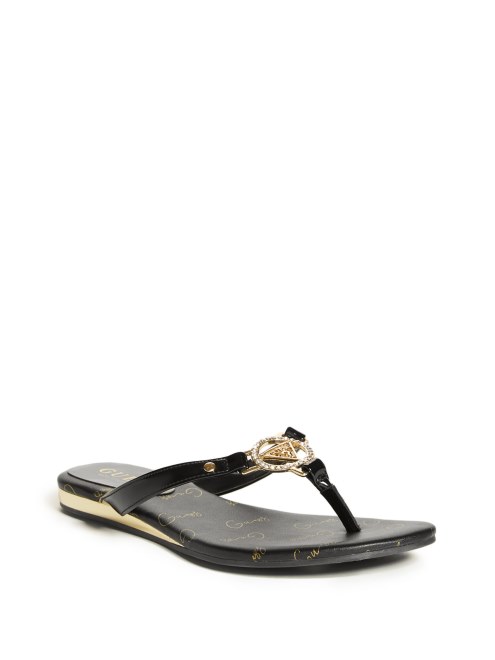 Chanclas Negras Con Logo De Strass De Guess Makena