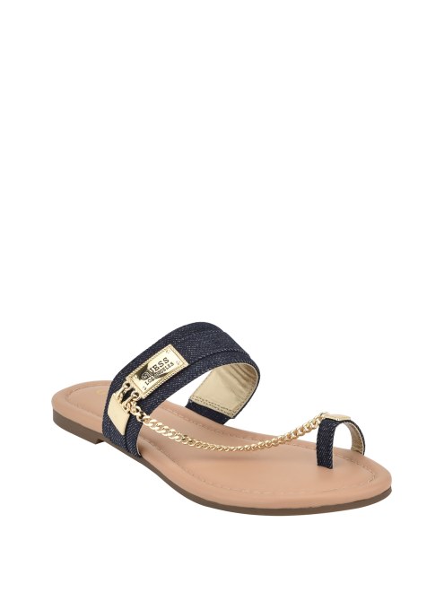 Guess Sandalias De Tela Vaquera Landen Azul Oscuro Con Cadenas