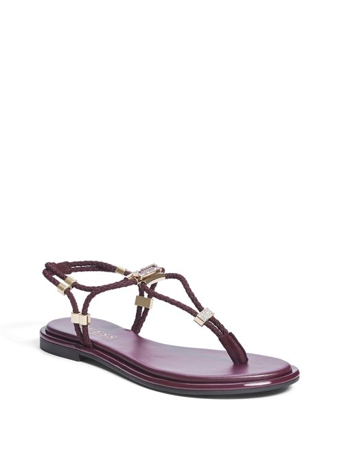 Sandalias Con Tiras En T Elasticas Y Monedas De Vino Guess