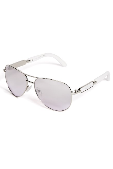 Gafas De Sol De Aviador Clasicas Guess Blancas