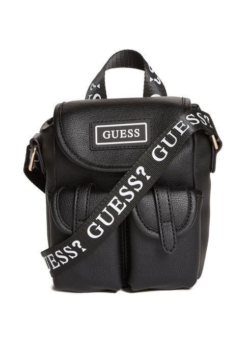 Minimochila Negra De Piel Sintetica Con Logo Guess