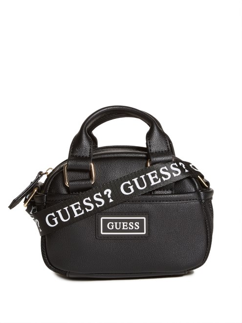 Bolso Satchel Mini De Piel Sintética Con Logo Guess Negro