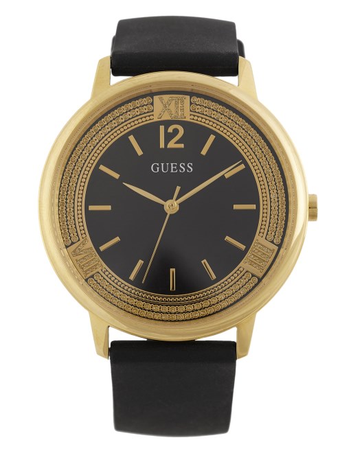 Reloj De Silicona Negra Y Dorado Guess No Color