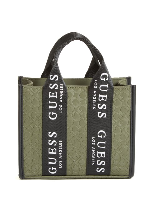 Bolso Cruzado Mini Con Logo Y Cinta Con El Logo En Verde Oliva De Guess
