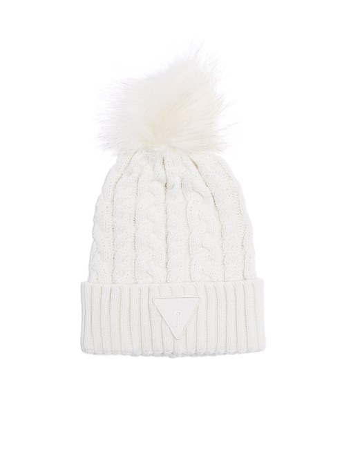 Gorro De Ochos Con Pompon Supongo Crema