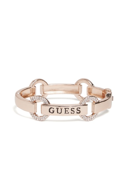 Brazalete Con Logo De Strass En Tono Dorado Rosa De Guess En Oro Rosa