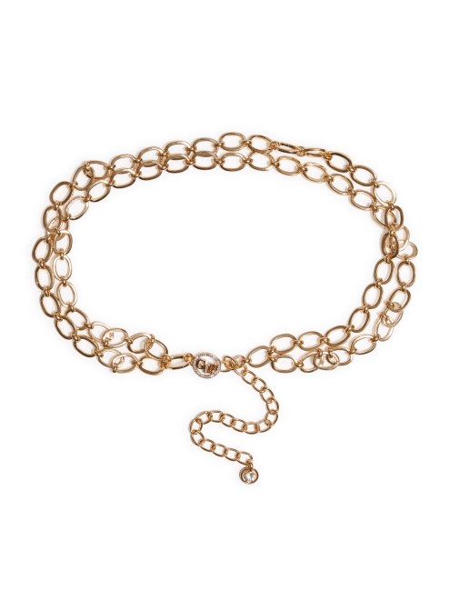 Cinturón De Cadena Con Logo En Pavé Dorado Guess Gold