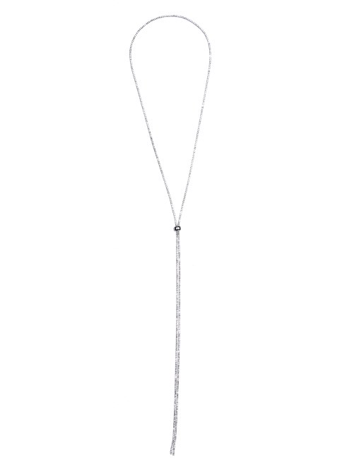 Collar Bolo De Pedrería Plateado Guess Silver