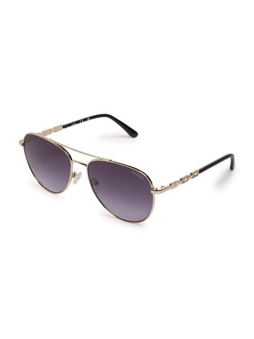 Aviador Baguette Metal Gafas De Sol Adivinar Negro