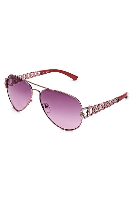 Guess Gafas De Sol Estilo Aviador Con Eslabones De Cadena En Oro Rosa