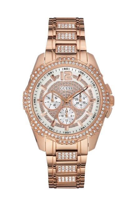 Guess Reloj Multifunción De Cristal En Tono Dorado Rosa Sin Color