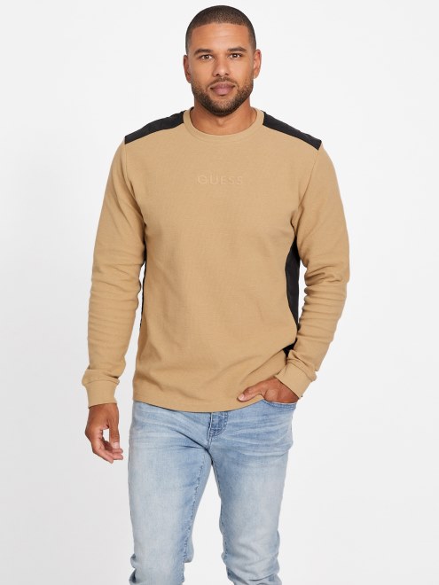 Camiseta De Manga Larga Con Bloques De Color Nabry Taupe Tostado De Guess