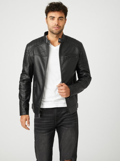 Chaqueta Biker Daniel De Piel Sintética Guess Negro Azabache