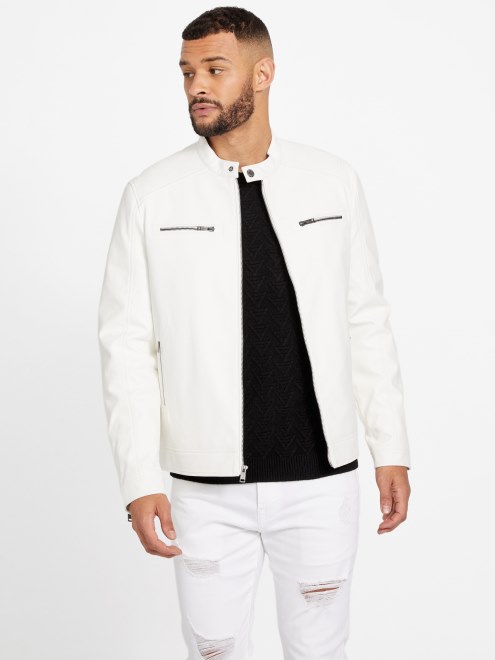 Chaqueta De Piel Sintetica True White Guess Zacky Moto