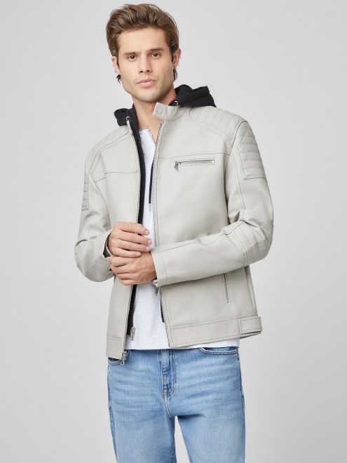 Chaqueta Biker De Cuero Sintetico Vintage Blanca De Guess Daniel