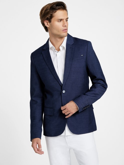 Guess Blazer De Seda Azul Stark