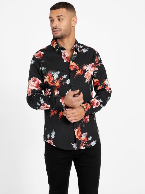 Camisa Floral Nate Negro Azabache Supongo