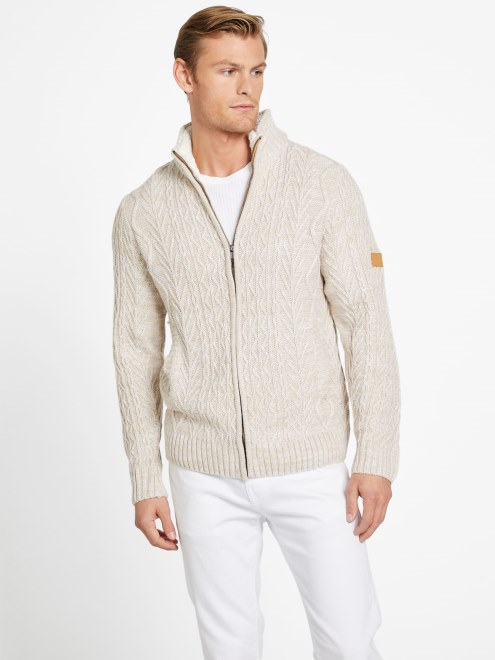 Guess Suéter De Mezcla De Lana En Topo Tostado Con Cremallera