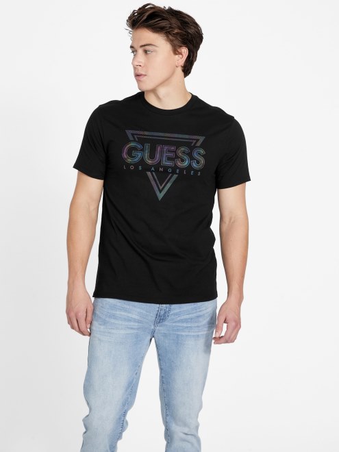 Guess Camiseta Eco Negra Con Cuello Redondo Y Cuello Redondo